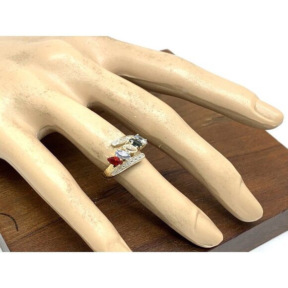 Cocktail Ring 10k Yellow Gold Multi Colored Stones Women's Jewelry Size 6 - Picture 5 of 14